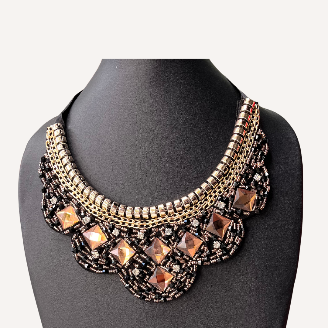 ReybyRupali Black Bronze Floral Necklace