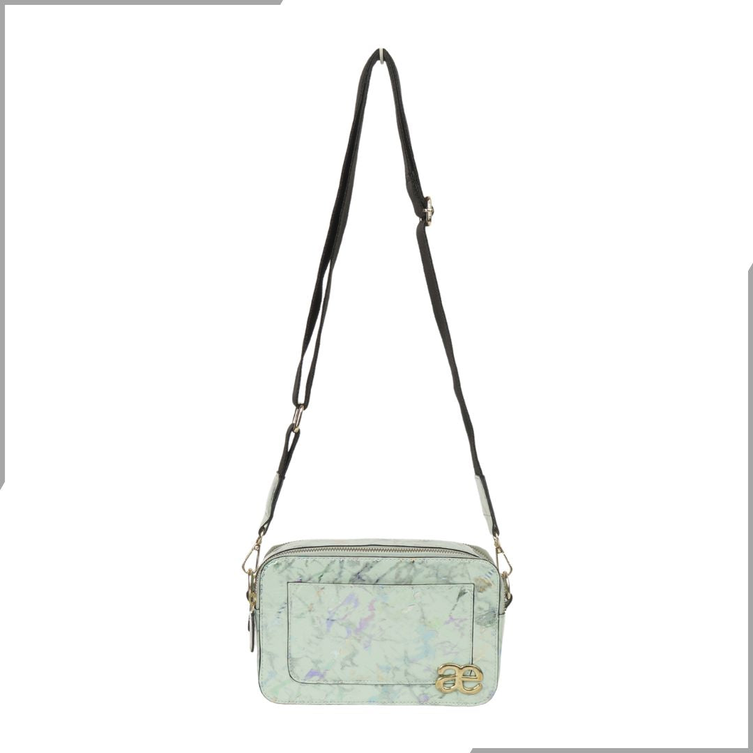 Aegte Aquamarine Marble  Solid Box Crossbody Shoulder Bag with Detachable Broad Belt (7880083505365)
