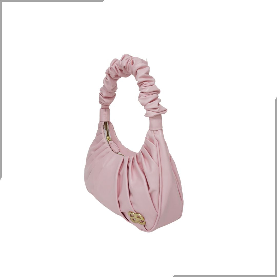 Aegte Ruffle Strap Sugary White Shoulder Bag Pleated Handbag (7870710710485)