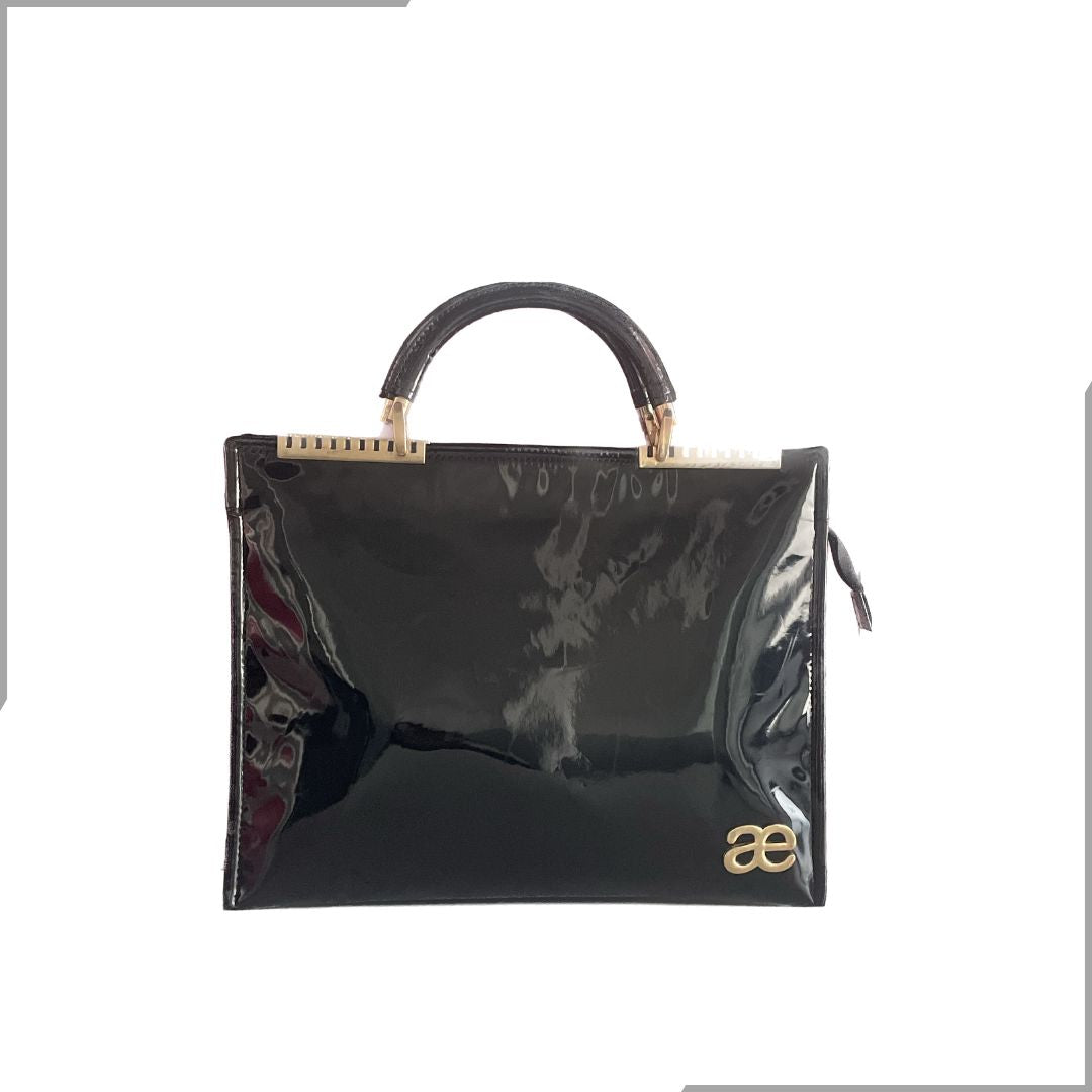 Aegte Boss Lady Shine Black Messenger Bag with Cuff Hold| Triple Partition | Compact segment for Laptop | Office Bag (7929225674965)
