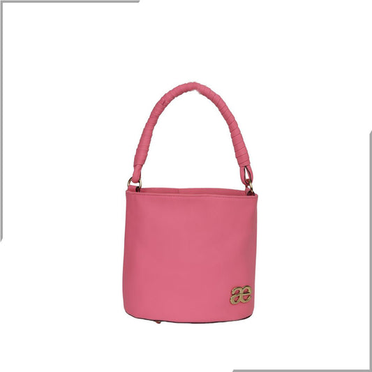 Aegte Barbie Pink Bucket Handbag with handwoven Cuff Hold & Long Sling Carry Belt (7880021016789)