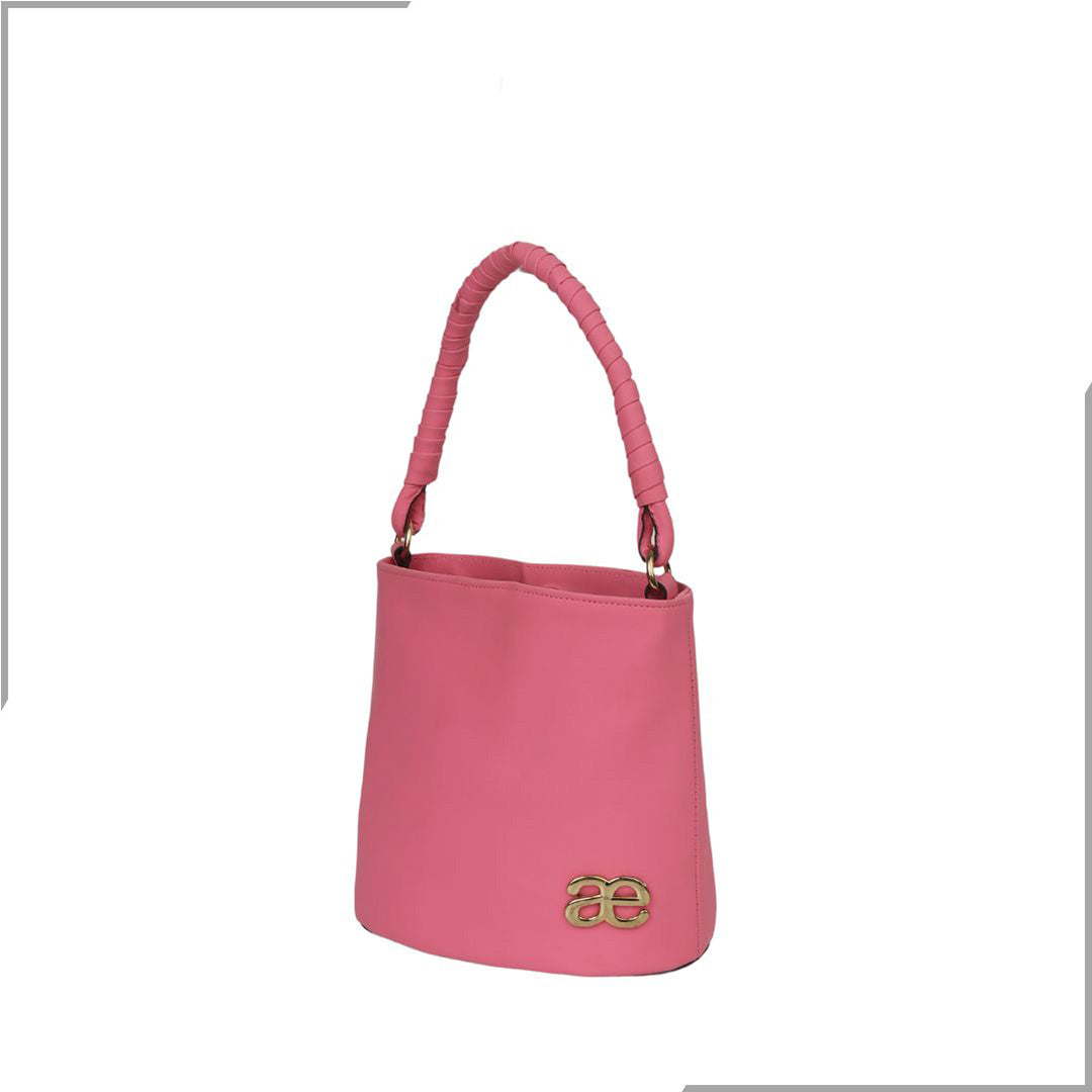 Aegte Barbie Pink Bucket Handbag with handwoven Cuff Hold & Long Sling Carry Belt (7880021016789)