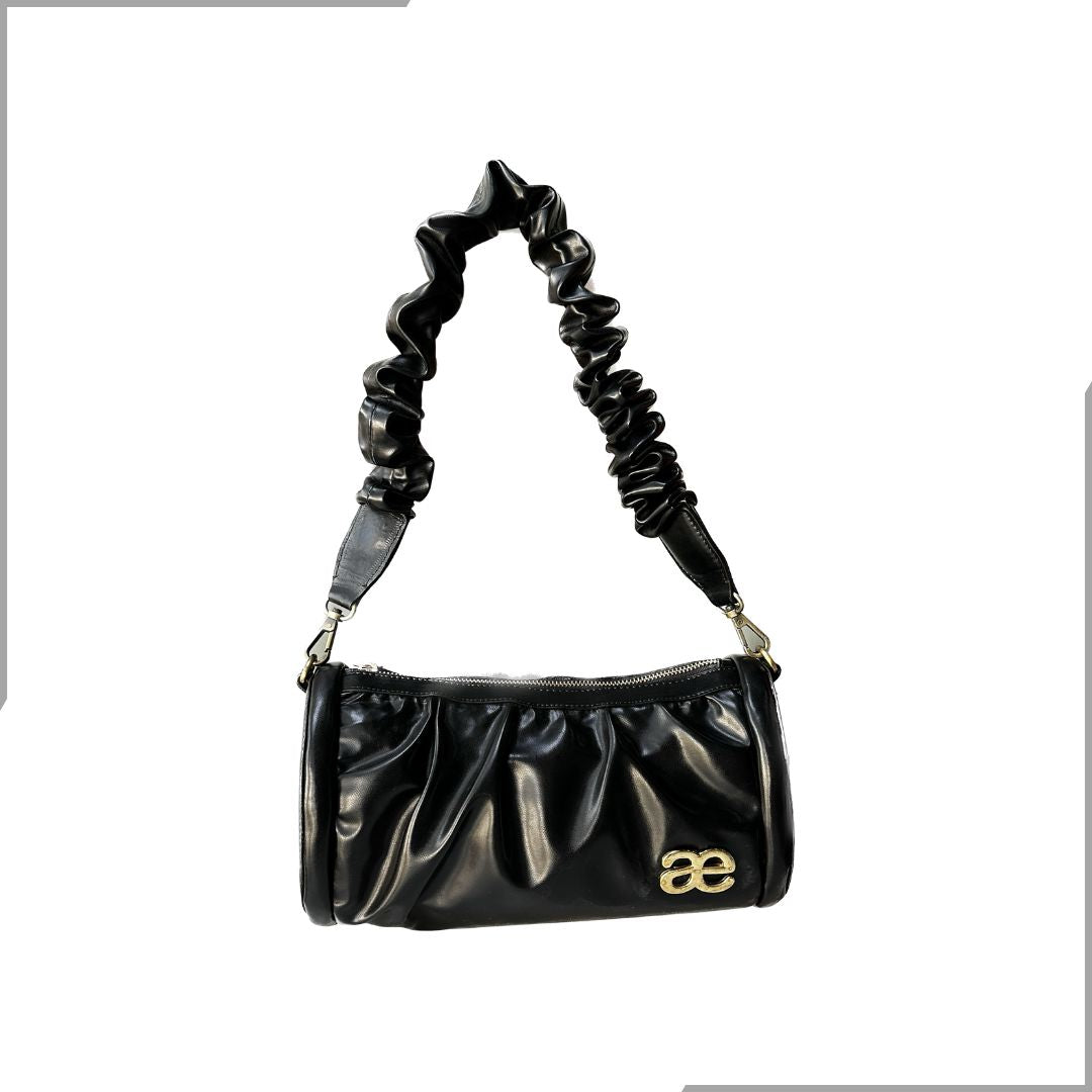 Aegte Sunny Yellow Pleated Duffle Bag with detachable Ruffled Handle and Long Chain Carry (7933349429461)