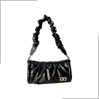 Aegte Sunny Yellow Pleated Duffle Bag with detachable Ruffled Handle and Long Chain Carry (7933349429461)
