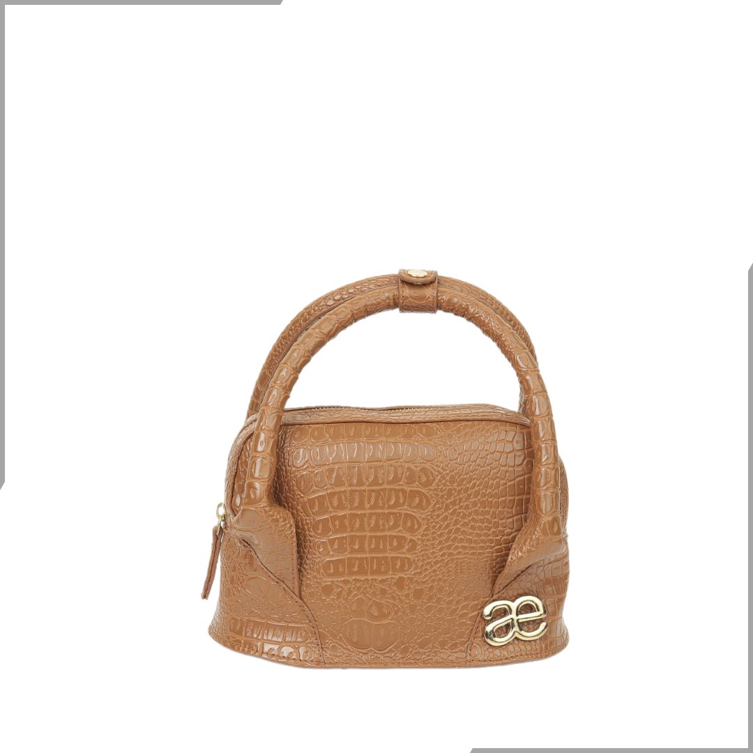 Aegte Carry it in Style Croco Black Leather Bag with Detachable Sling Strap (7923281690837)