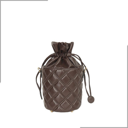 Aegte Quilted Chocolaty Brown Drawstring Potli Bag (7794673844437)