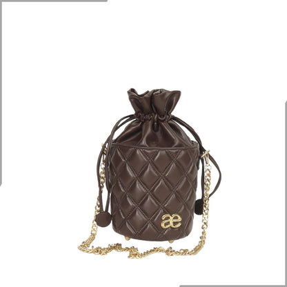 Aegte Quilted Chocolaty Brown Drawstring Potli Bag (7794673844437)