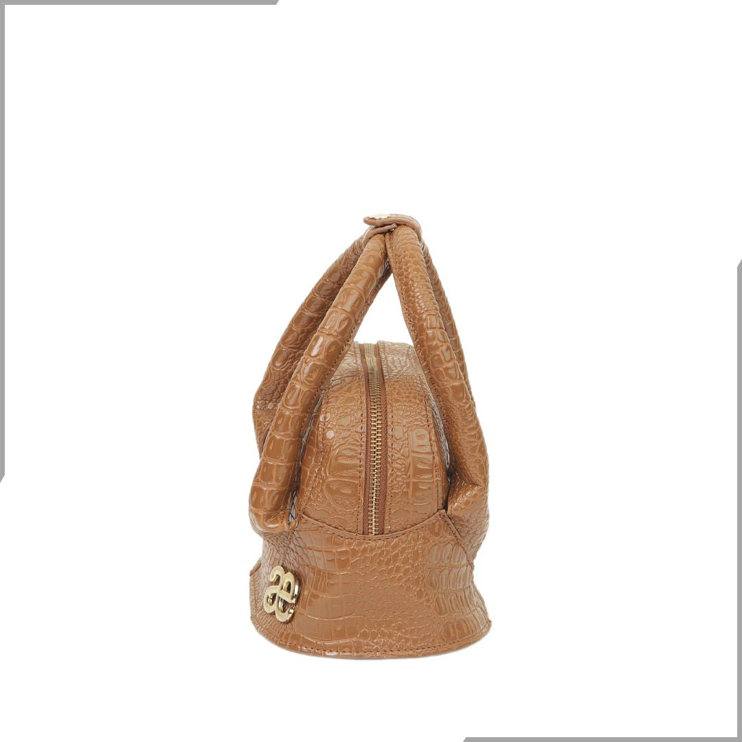 Aegte Carry it in Style Croco Black Leather Bag with Detachable Sling Strap (7923281690837)
