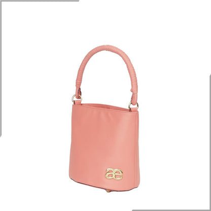 Aegte Barbie Pink Bucket Handbag with handwoven Cuff Hold & Long Sling Carry Belt (7880021016789)