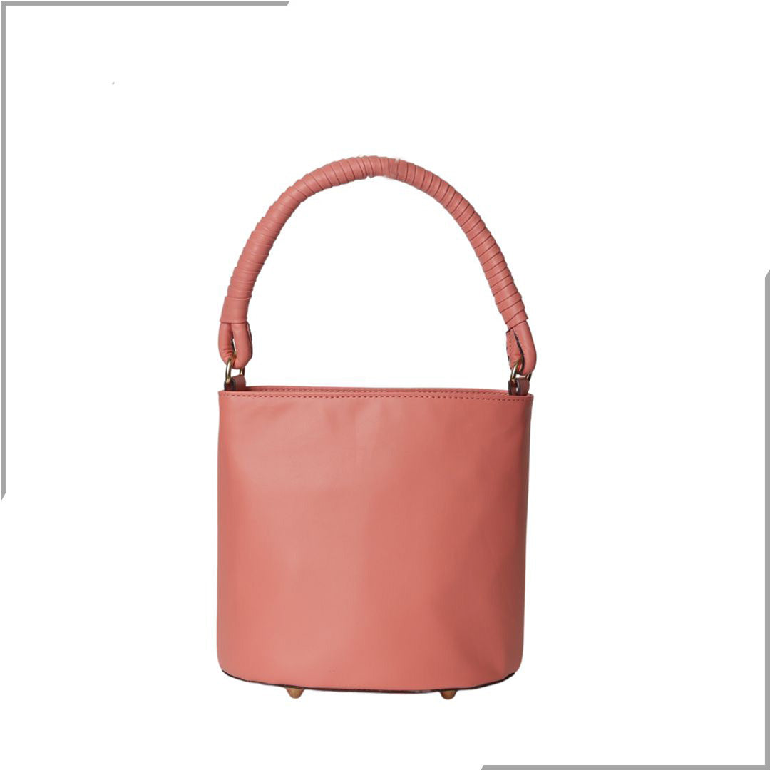 Aegte Croco Maroon Bucket Handbag with handwoven Cuff Hold & Long Sling Carry Belt (7870746329301)