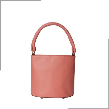 Aegte Croco Maroon Bucket Handbag with handwoven Cuff Hold & Long Sling Carry Belt (7870746329301)