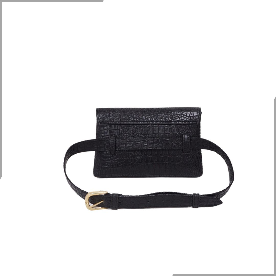 Aegte Croco Black Waist Belt Bag (7895831314645)