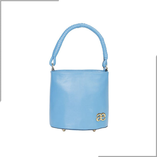 Aegte Ocean Blue Bucket Handbag with handwoven Cuff Hold & Long Sling Carry Belt (7854163951829)