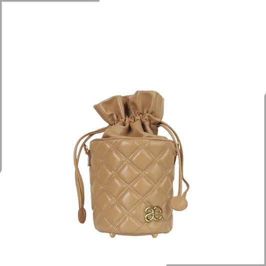 Aegte Quilted Trendy Tan Drawstring Potli Bag (7923307675861)