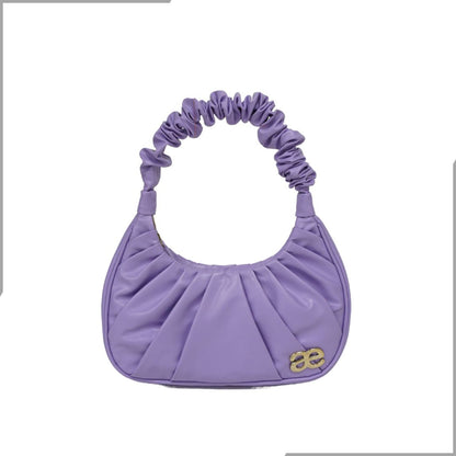 Aegte Ruffle Strap Trendy Lavender Shoulder Bag   Pleated Handbag (7870694686933)