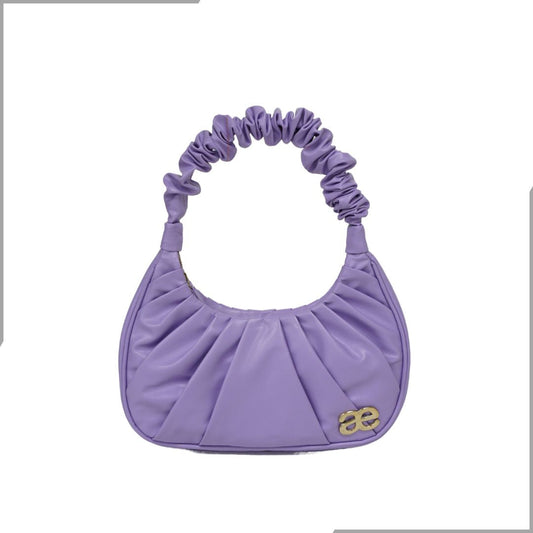 Aegte Ruffle Strap Trendy Lavender Shoulder Bag   Pleated Handbag (7870694686933)