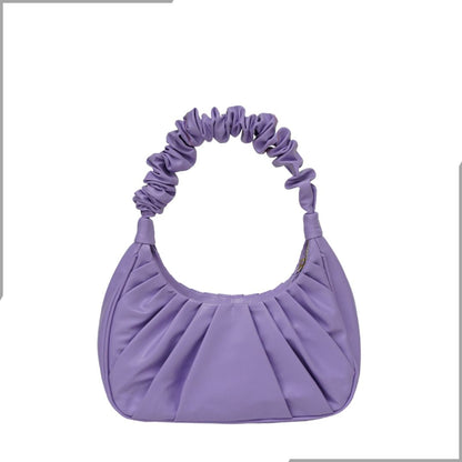 Aegte Ruffle Strap Trendy Lavender Shoulder Bag   Pleated Handbag (7870694686933)