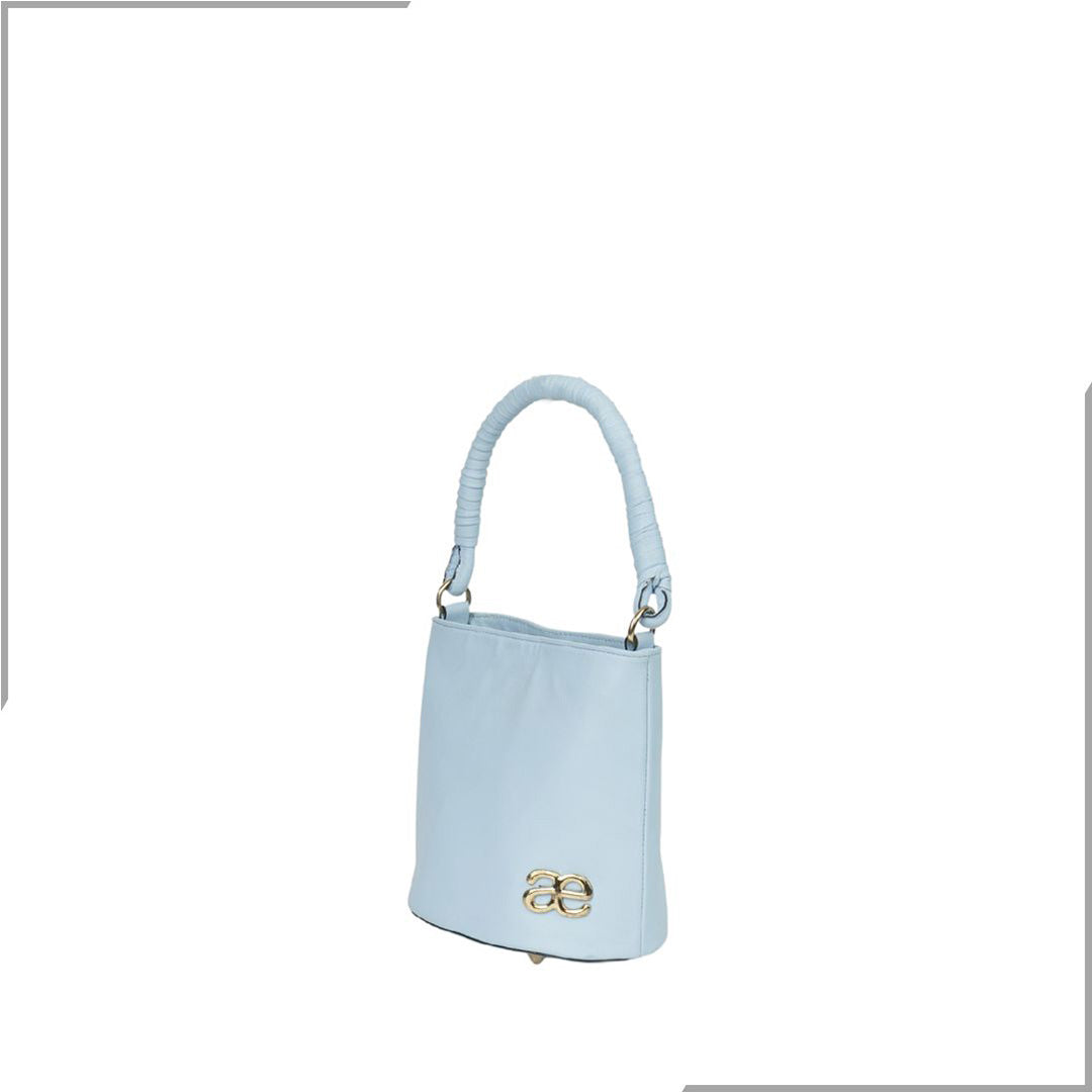 Aegte Vibrant Aqua Bucket Handbag with handwoven Cuff Hold & Long Sling Carry Belt (7880020132053)