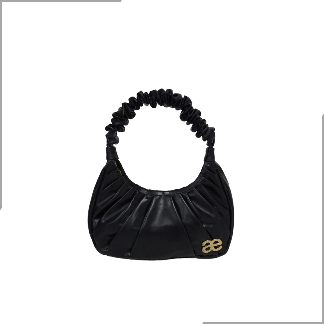 Aegte Ruffle Strap Chocolaty Brown Shoulder Bag /  Pleated Handbag (7870654906581)