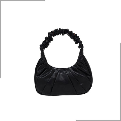 Aegte Ruffle Strap Chocolaty Brown Shoulder Bag /  Pleated Handbag (7870654906581)