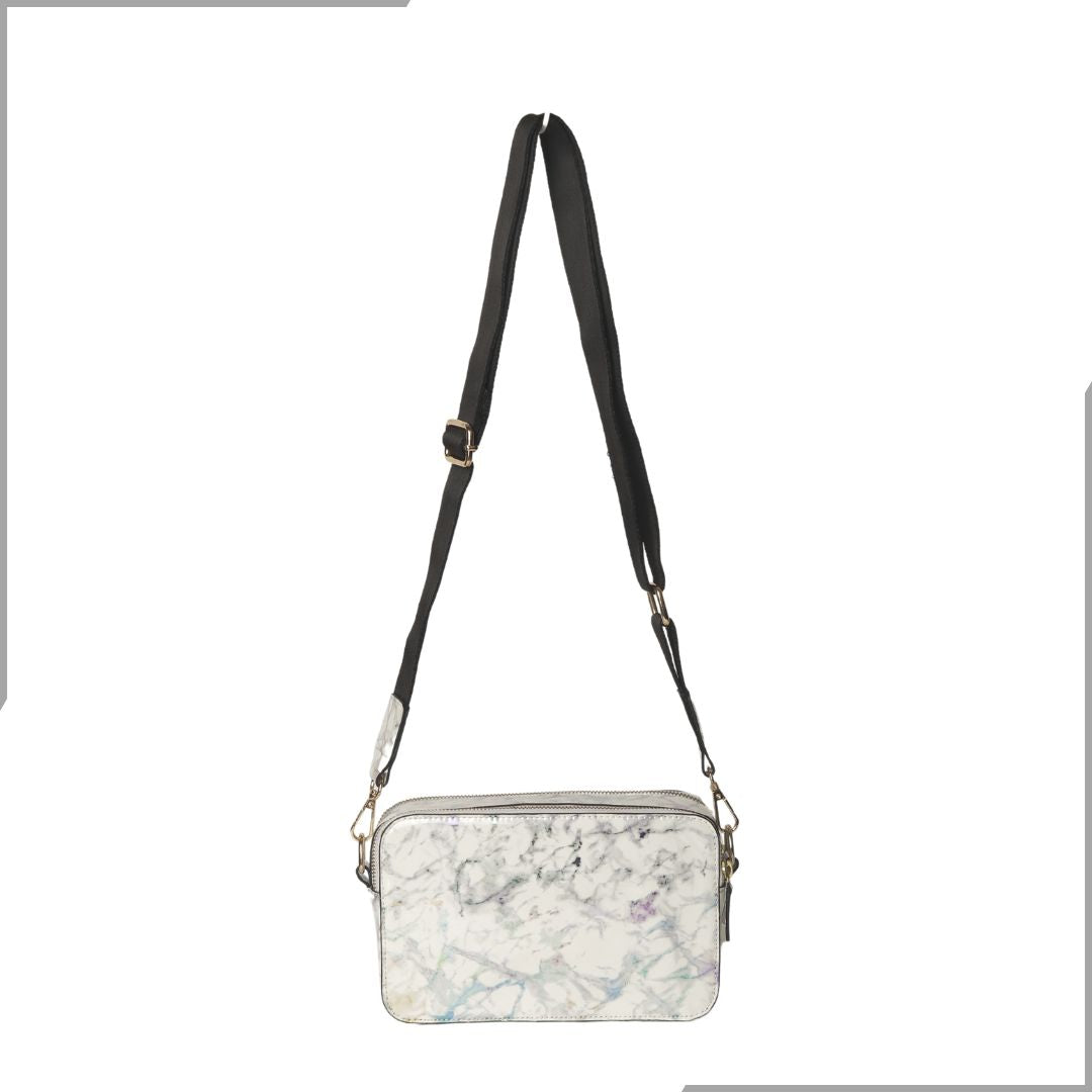 Aegte White Marble Solid Box Crossbody Shoulder Bag with Detachable Broad Belt (7880099135701)