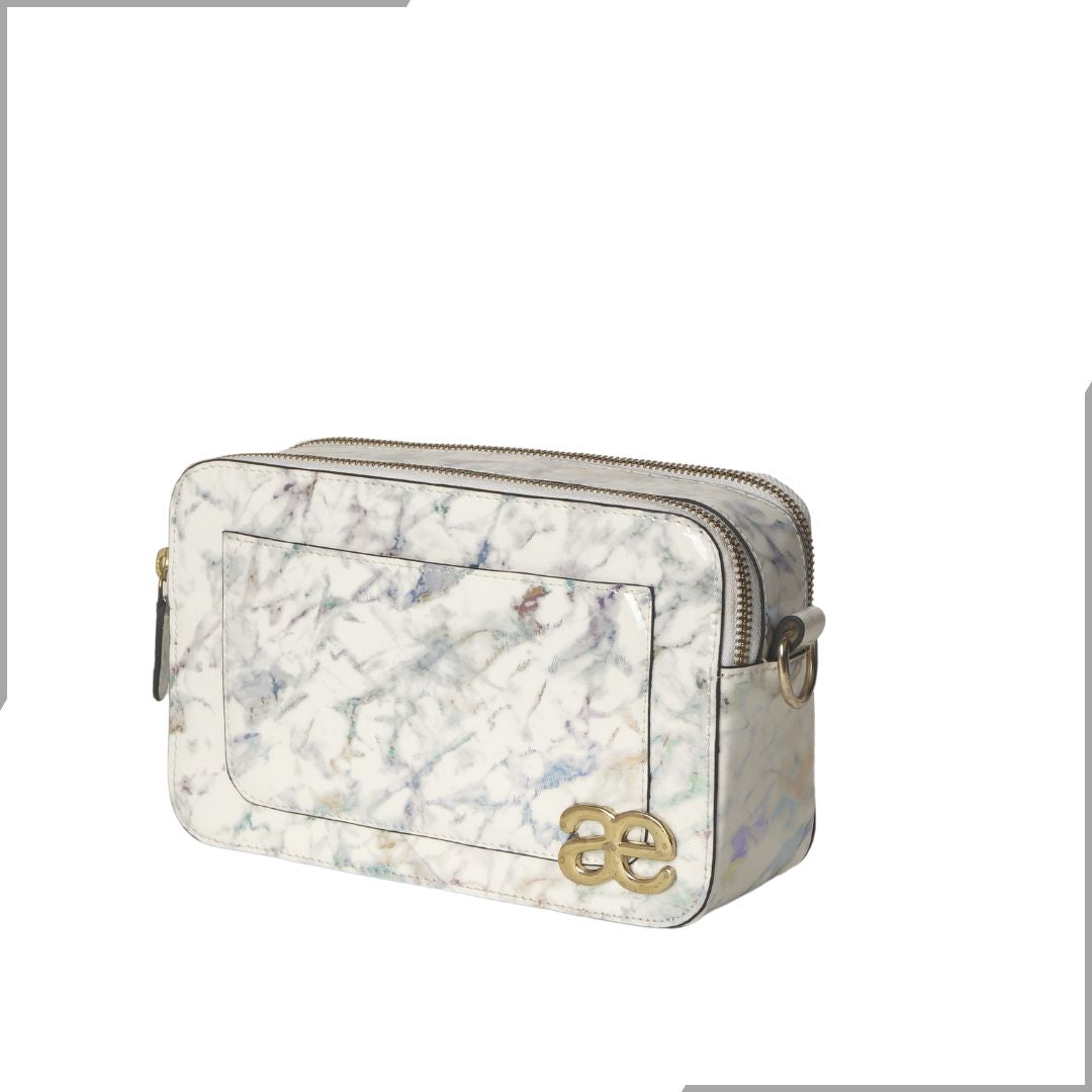 Aegte Aquamarine Marble  Solid Box Crossbody Shoulder Bag with Detachable Broad Belt (7880083505365)