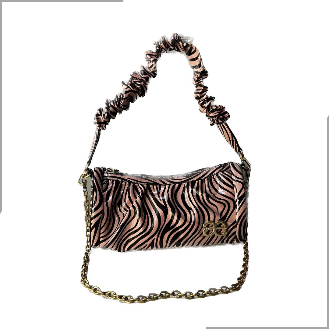 Aegte Soft Black Pleated Duffle Bag with detachable Ruffled Handle and Long Chain Carry (7933337338069)