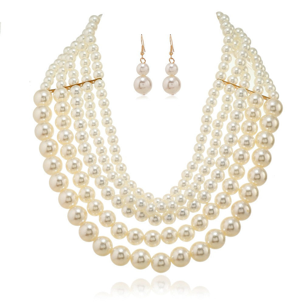 ReybyRupali Queen Style Pearl Drop Earrings & Necklace Set