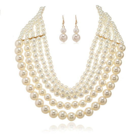 ReybyRupali Queen Style Pearl Drop Earrings & Necklace Set