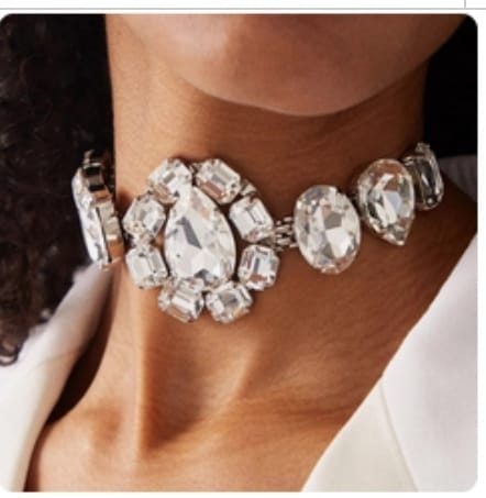 Aegte Floral Cut Faux Diamond Statement Necklace | Indian Choker Pattern (7792284336341)